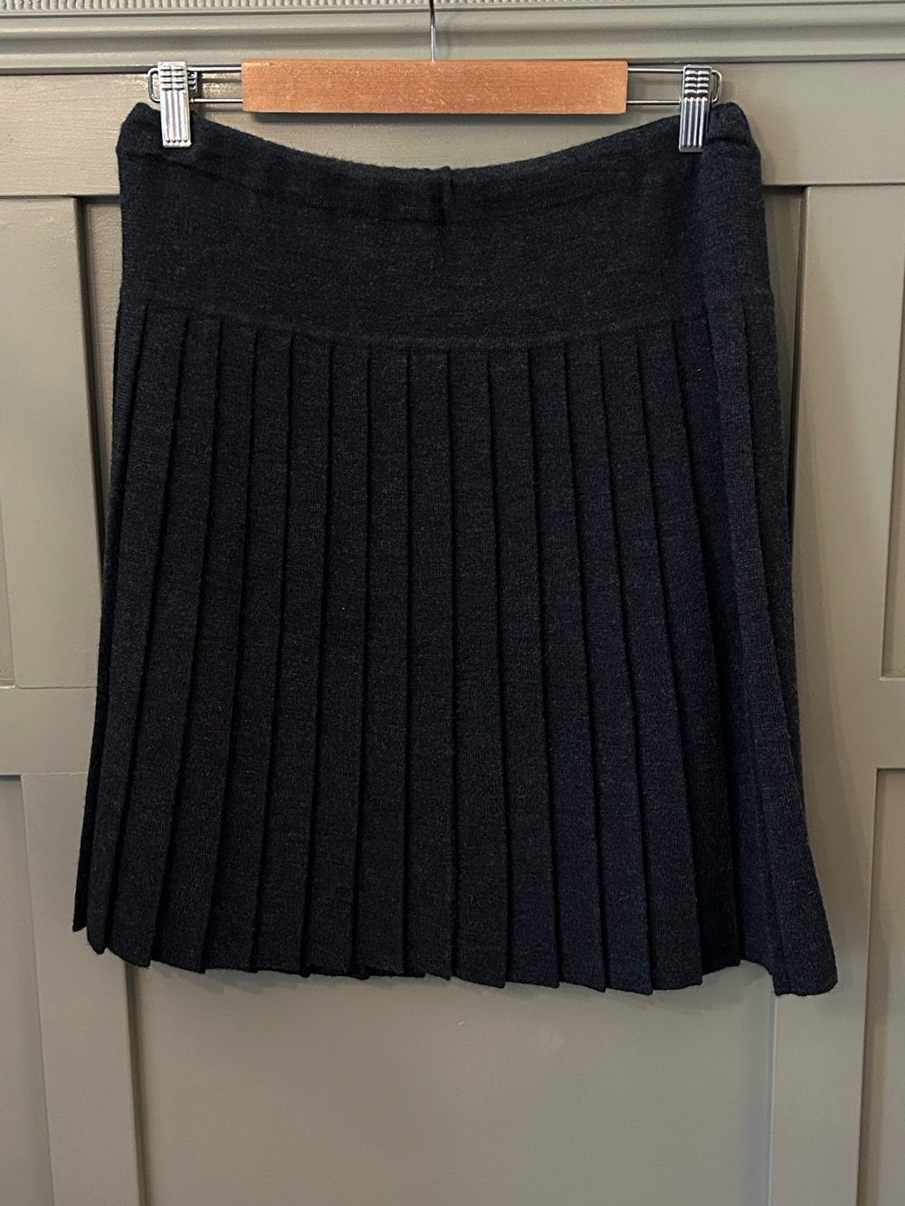 Pendleton Vintage Virgin Wool Pleated Skirt Charcoal Gray Pull On Size Large